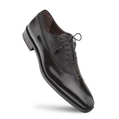 Mezlan Men’s Black Cordovan Calfskin & Deerskin Oxford – Premium Spanish Dress Shoes