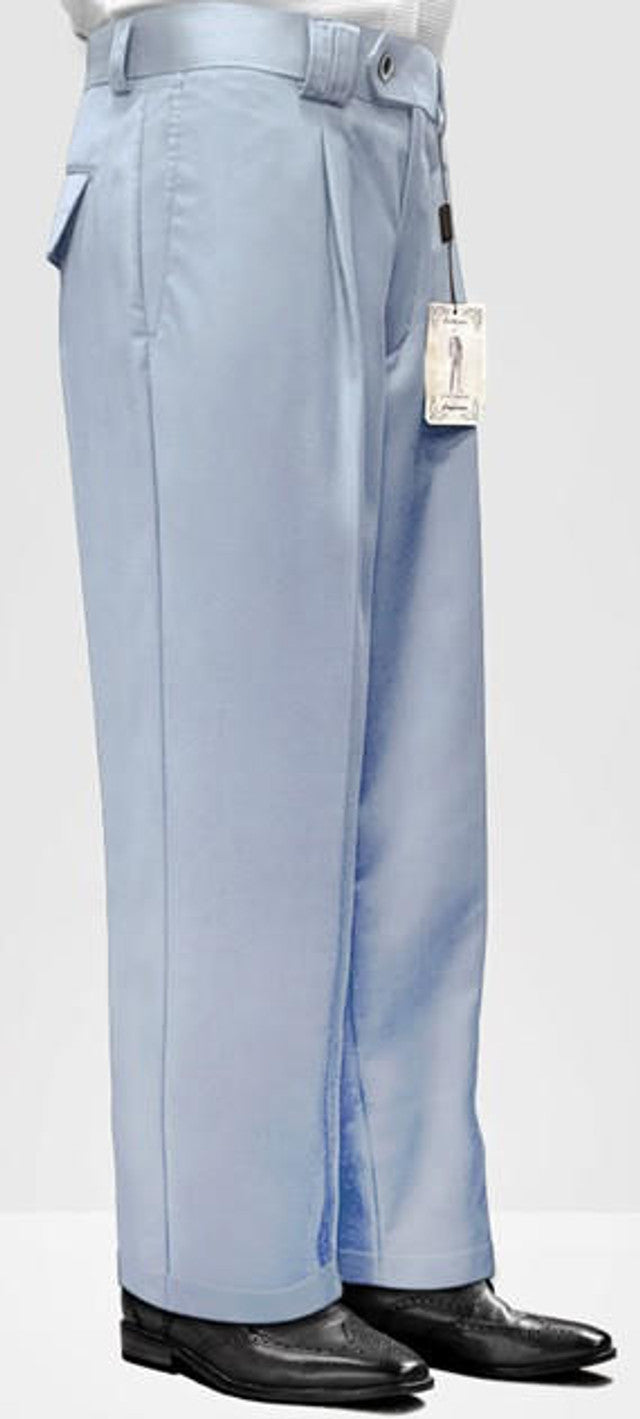 Men's Powder Blue Wide Leg Wool Trousers