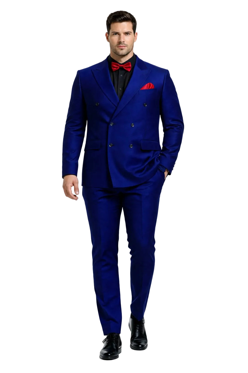 Ultra Slim Fit Double Breasted Sapphire Suit - Narrow Leg Pants - Gucci Cut - Tapered Jacket
