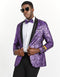 Mens Black & Purple Paisley Prom Tuxedo Smoking Jacket