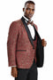 Mens One Button Vested Prom and Wedding Shawl Tuxedo in Red and Gold