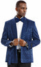 Mens Slim Fit Double Breasted Skinny Fit Prom and Wedding Tuxedo Blue and Black Paisley