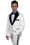 Mens Peak Lapel Paisley Prom and Wedding Tuxedo in Ivory and Black