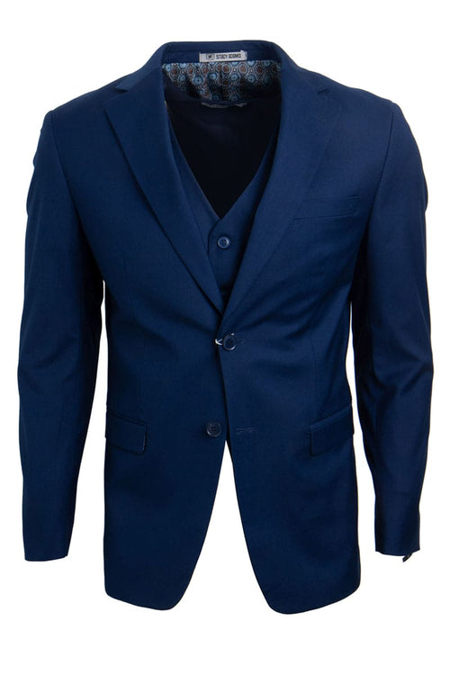 "Mens Stacy Adams Suit - Stacy Adams Suit Men's Two Button Vested Basic Suit in Indigo Blue"