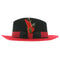 Men's Two Tone Trilby Fedora Dress Hat with Contrast Band in Black & Red