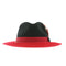 Men's Two Tone Trilby Fedora Dress Hat with Contrast Band in Black & Red