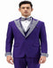 Purple and Silver Prom Tuxedo - Perfect Wedding Suit Vested rhinestone Lapelled