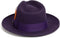 Gangster 100% Australian Wool Crushable Mens Fedora Hat - Removable Feather Gangster Purple Mens Fedora Hat