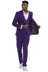 Purple Suit For Men - Church Suit - Men's One Button Peak Lapel Vested Suit With Purple Gold Buttons