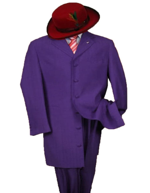 Mens 2PC Classic Long Fashion Zoot Suit Purple