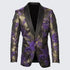 Gold Suit For Prom - Gold Blazer + Matching Pants + Purple and Gold Tuxedo Jacket with Fancy Pattern Shawl Lapel - Wedding - Prom