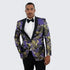 Gold Suit For Prom - Gold Blazer + Matching Pants + Purple and Gold Tuxedo Jacket with Fancy Pattern Shawl Lapel - Wedding - Prom