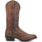 Dan Post Bay Apache Manning cowboy boot. Brown genuine python leather with textured pattern, 13" shaft, round toe. Features vertical stitching, slight heel, and tapered toe.