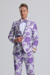 Mens Modern Fit Shiny Sharkskin Suit in Purple - AlbertoNardoniStore