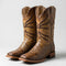 Men's Quincy Boots Tan Tooled Print Cowboy Boots Square Toe