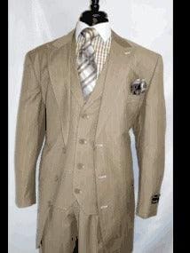 Beige Pinstripe Suit - AlbertoNardoniStore