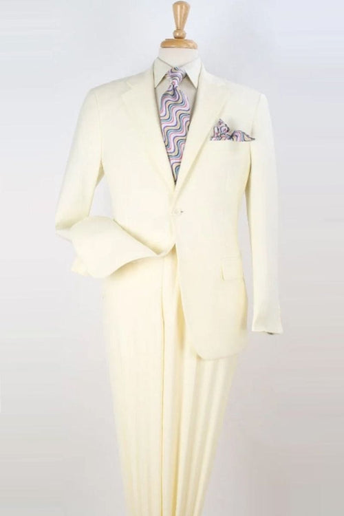 "Modern Fit Men's Two-Button Wool Feel Suit in Ivory"