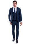 "Blue Skinny Fit Men's Suit with Two-Button Vest"