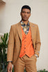 Mens Stacy Adams Suit - Stacy Adams Men's Windowpane Plaid Suit with Reversible Vest - Orange Rust