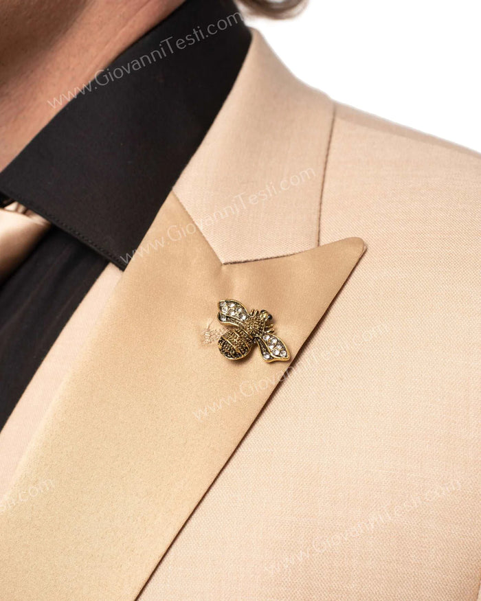 Giovanni Testi 1 Button Peak lapel 3 piece Tuxedo GT1PA+V-1501 Sand / Tan