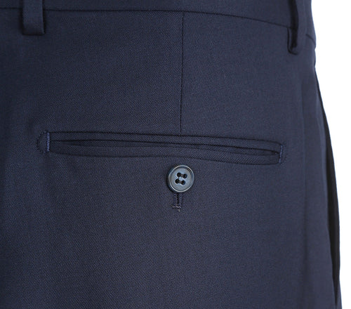 Half Canvas Stretch Wool Dress Suit Regular Fit 2 Piece in Navy