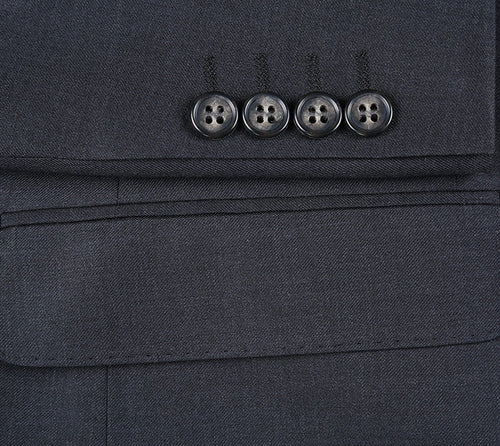 Half Canvas Wool Dress Suit Modern Fit 2 Piece in Charcoal