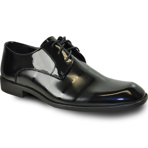 Mens Black Shiny Dress Shoe -Classic Tuxedo Style Designed for Wedding