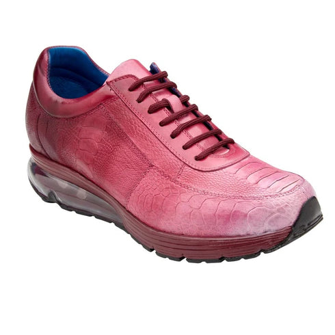 Men's Belvedere George Hand Painted Ostrich Leg Sneaker In Rose Pink