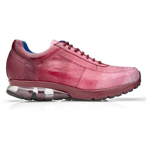 Men's Belvedere George Hand Painted Ostrich Leg Sneaker In Rose Pink