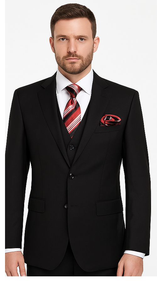 Black 3-Piece Suit for Men â€“ Rossi Man CYRUS RM101 with Classic Styling