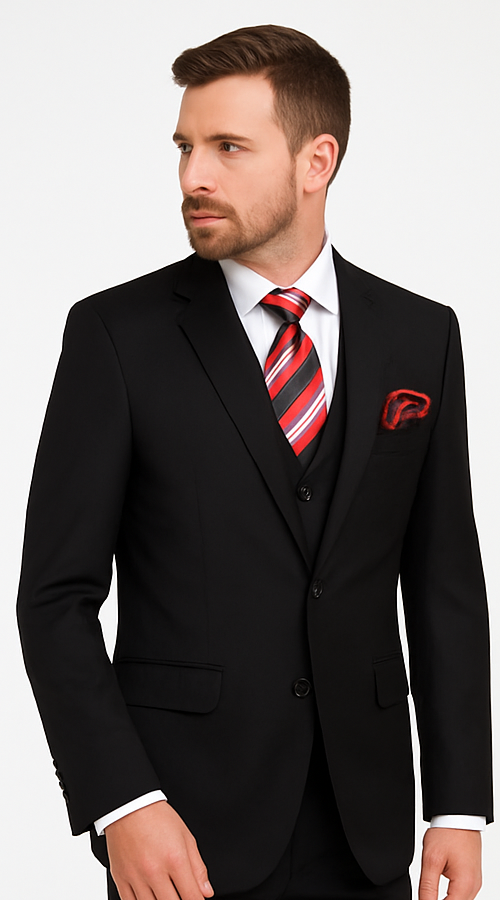 Black 3-Piece Suit for Men â€“ Rossi Man CYRUS RM101 with Classic Styling