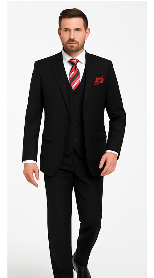 Black 3-Piece Suit for Men â€“ Rossi Man CYRUS RM101 with Classic Styling