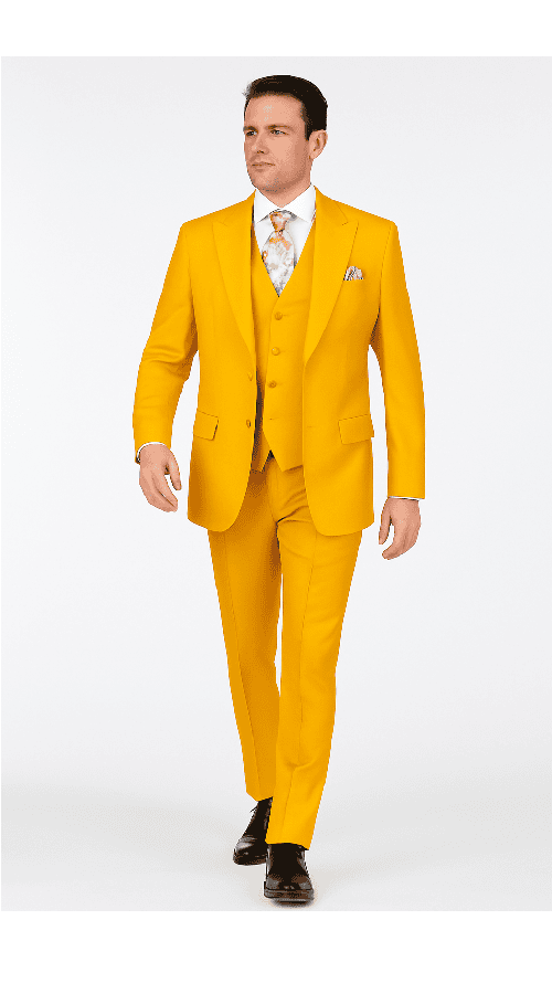 Rossi Man ELI RM103 â€“ Modern Fit 3-Piece Menâ€™s Suit in Bold Yellow