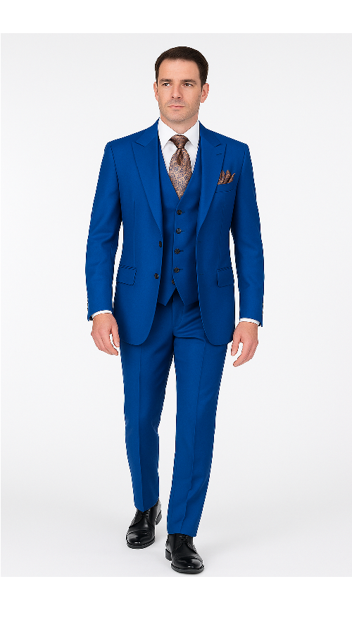 Royal Blue 3-Piece Suit - Rossi Man ELI RM110 Slim Fit Mens Formalwear
