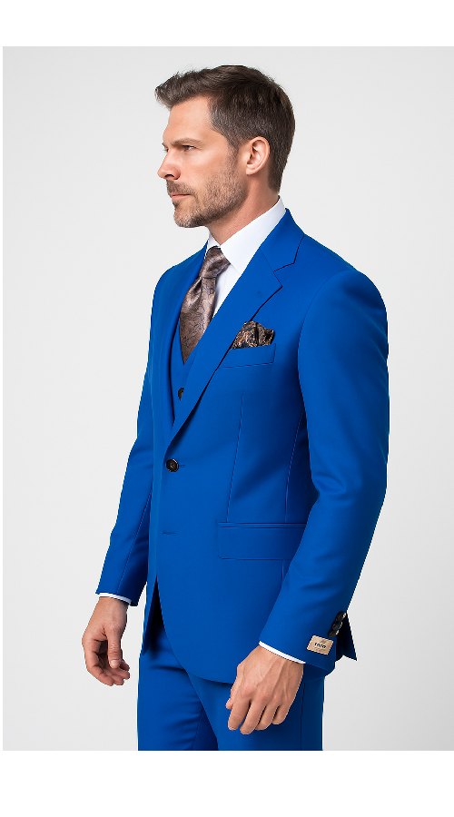 Royal Blue 3-Piece Suit - Rossi Man ELI RM110 Slim Fit Mens Formalwear