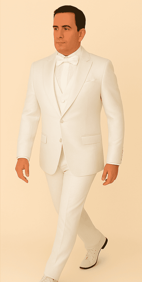 Rossi Man FORD RM1911 – Slim Fit White 3-Piece Suit for Men | Elegant Modern Formalwear