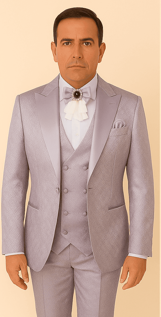 Rossi Man FORD RM1915 â€“ Men's Slim Fit 3-Piece Suit in Silver