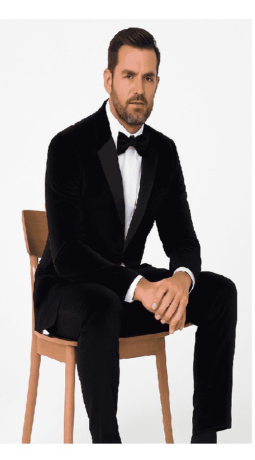 Black Mens Suit - Rossi Man Leo RM1575 with Modern Sleek Fit