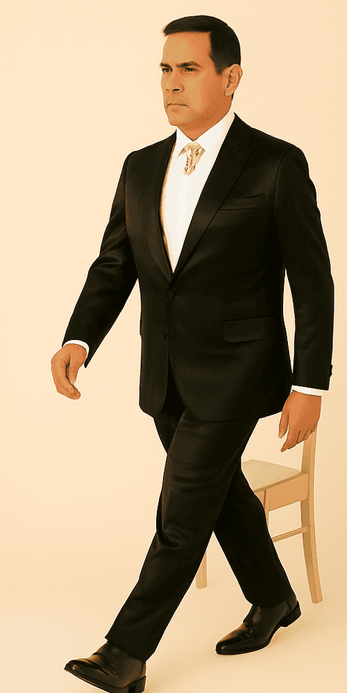 Rossi Man LEO RM1600 – Black Slim Fit 3-Piece Suit for Men | Timeless Classic Formalwear