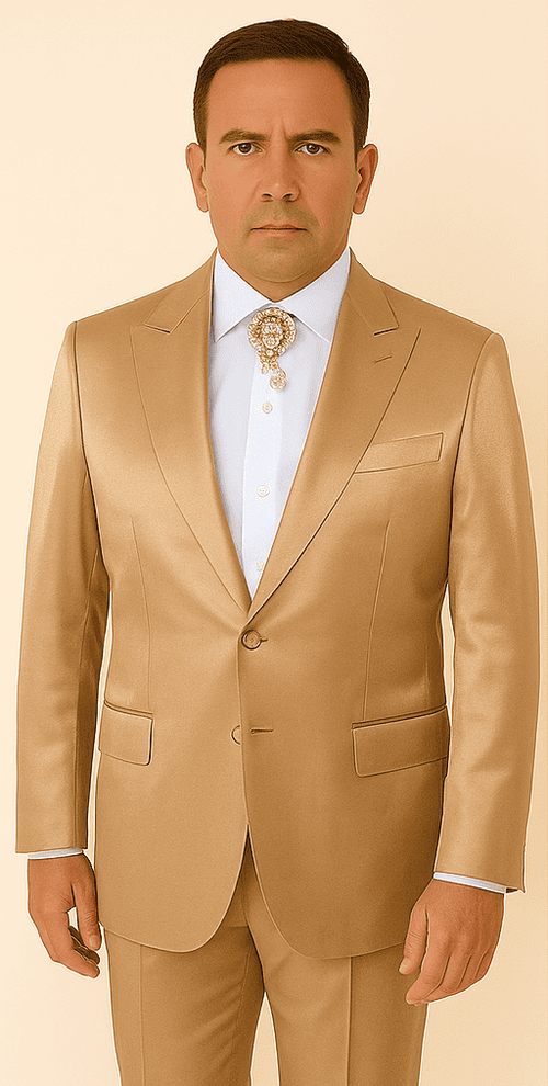 Rossi Man LEO RM1605 – Men's Gold Slim Fit 3-Piece Suit | Elegant Modern Formalwear