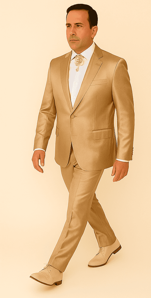 Rossi Man LEO RM1605 – Men's Gold Slim Fit 3-Piece Suit | Elegant Modern Formalwear
