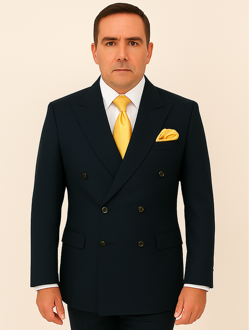 Rossi Man Double-Breasted 2-on-6 Suit – Elegant Men's Formalwear with Flat Front Trousers