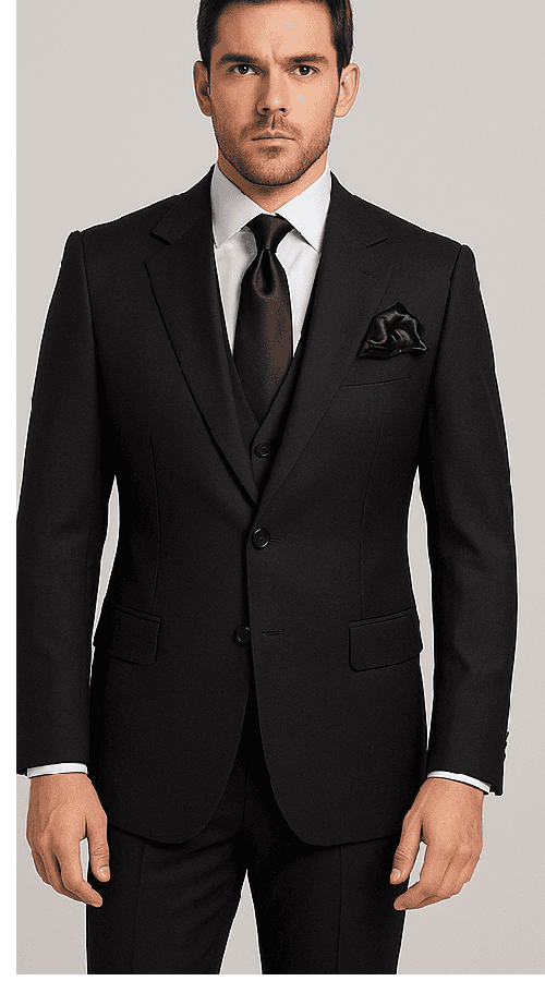 Rossi Man RM2301 - Sam Collection Mens Slim Fit Formal Suit in Black