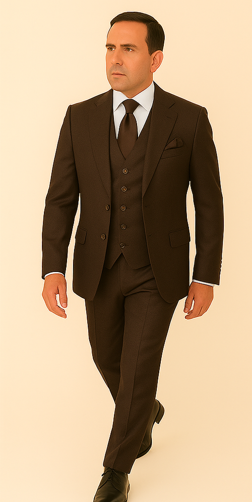 Rossi Man BOND RM1753 Slim Fit 3-Piece Suit – 1-Button Peak Lapel, Modern Formalwear for Men