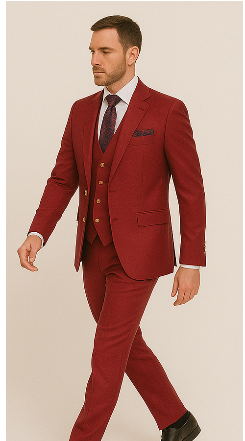 Rossi Man Bond Collection RM1777 â€“ Premium Red Slim Fit 3-Piece Suit for Men