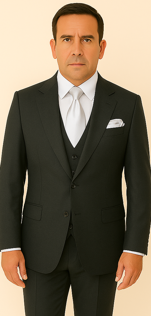 Rossi Man BOND RM1779 Slim Fit 3-Piece Black Suit – Tailored Formalwear for Men