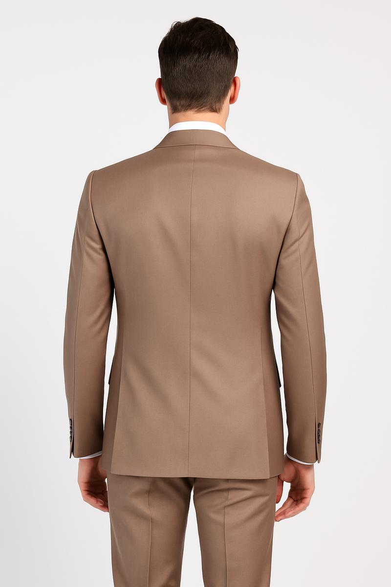 Mens Modern Formal Suit - Rossi Man Max Slim Fit 3-Piece in Solid Mocha | RM1172