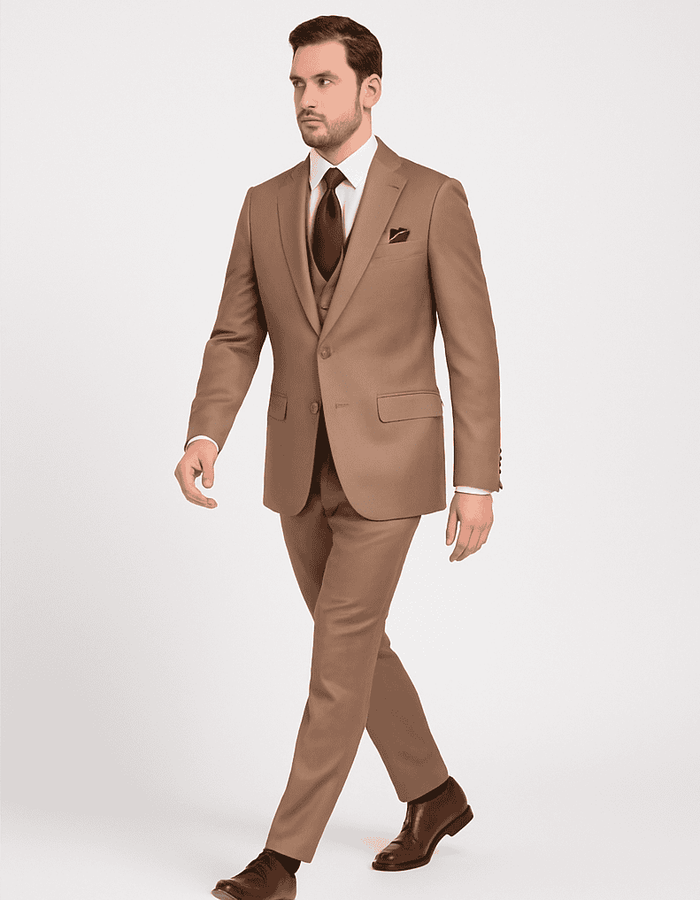 Mens Modern Formal Suit - Rossi Man Max Slim Fit 3-Piece in Solid Mocha | RM1172