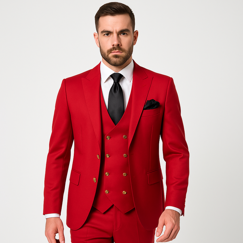 Rossi Man Max Slim Fit Formal Suit â€“ 3-Piece Set in Bold Solid Red | RM1191