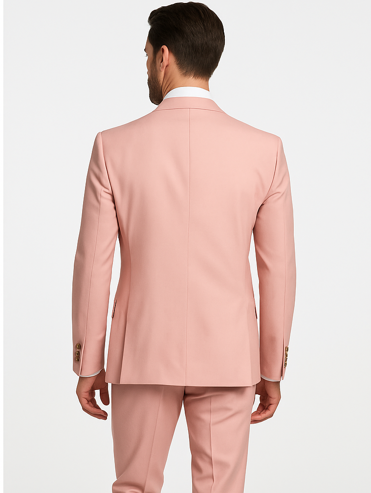 Rossi Man MAX RM1203 Slim Fit 3-Piece Suit â€“ Stylish Solid Pink Formalwear for Men